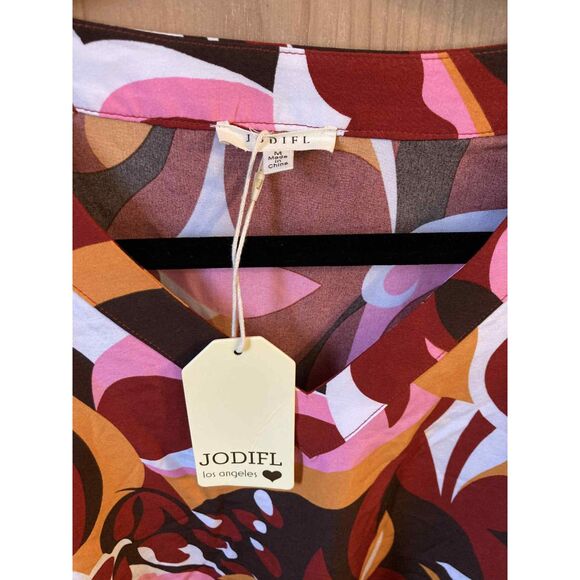 JODIFL | NWT Vibrant 70s Swirl Retro Print Blouse | Medium - Picture 2 of 4